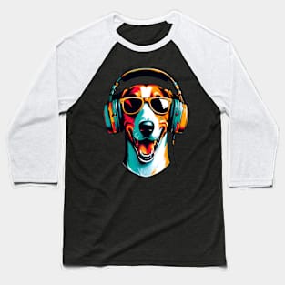 English Foxhound Smiling DJ with Vibrant Beats Baseball T-Shirt